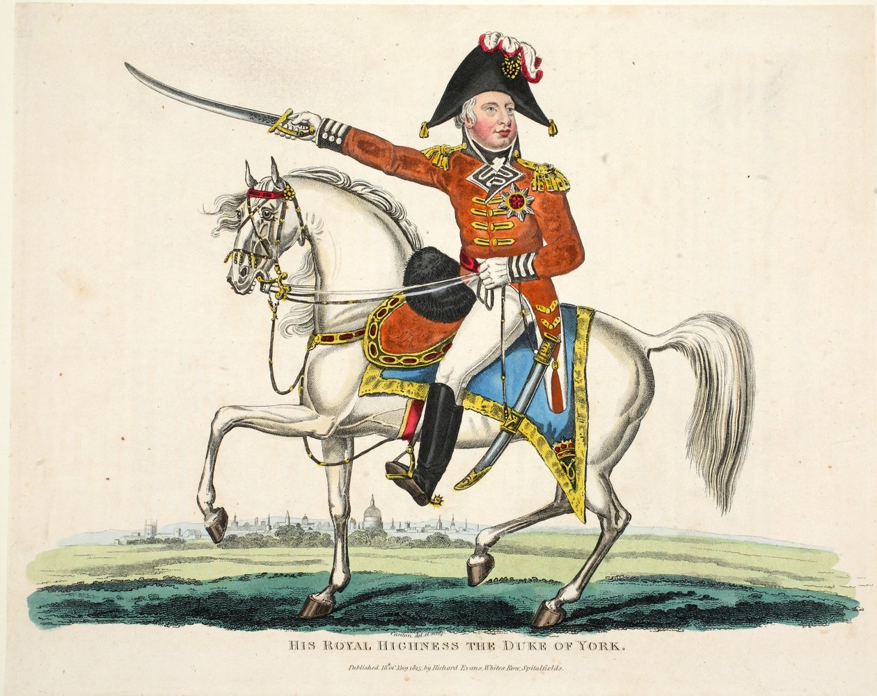 Ő Királyi Fensége, The Duke of York, kocsma. Richard Evans, vésette Romney, illusztráció a Waterloo-i csata történetéről, William Mudford, 1816 alkotó: English School
