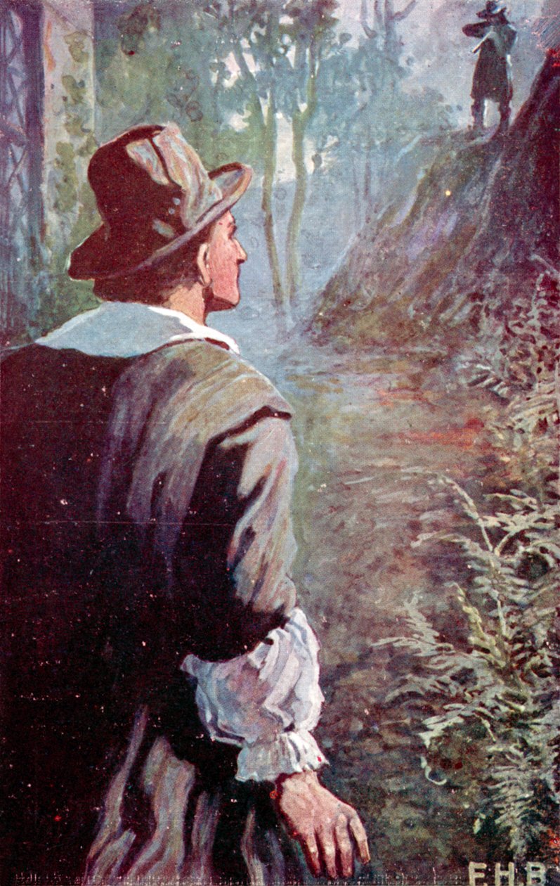 "A fegyvere teljesen rám szegeződött" (színes litográfia) alkotó: English School