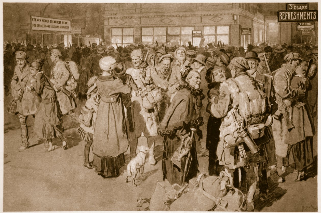 Otthon szabadságon: Az árok-speciális londoni végállomás megérkezése után, 1914-1919 alkotó: English School
