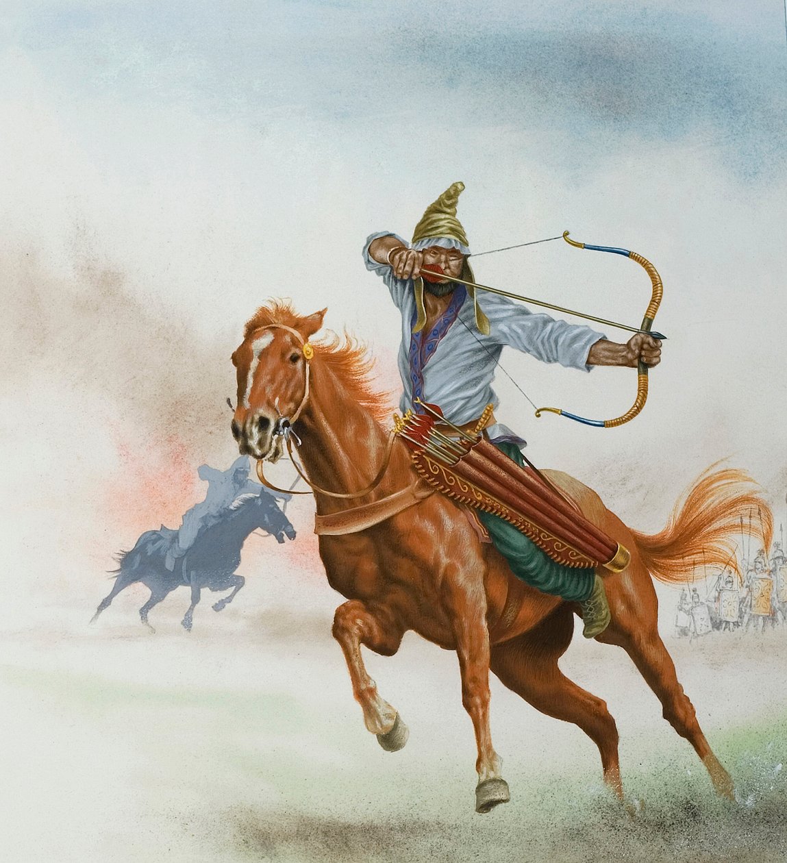 Lovasok a sztyeppékről (gouache, papír) alkotó: English School