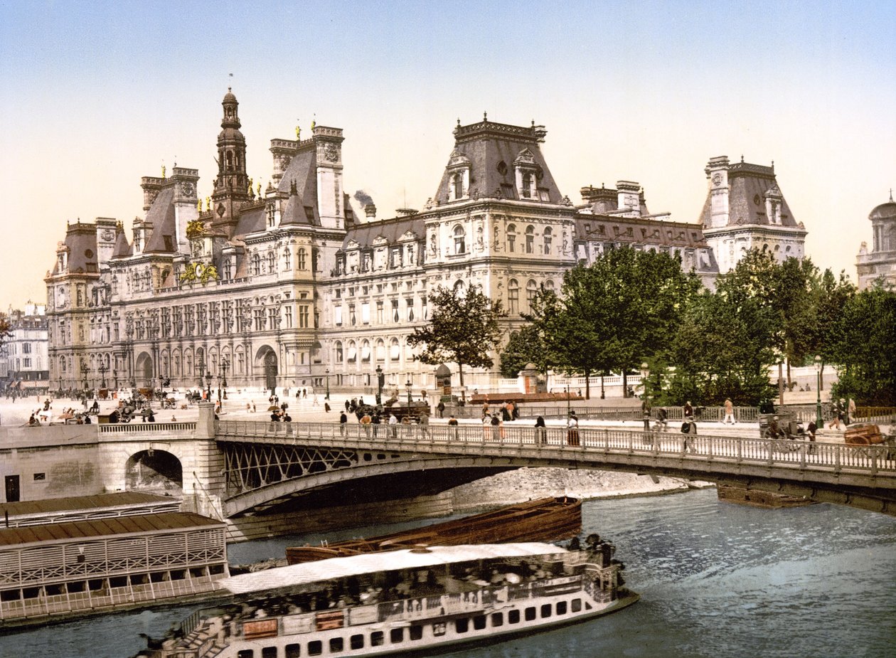 Hotel de Ville, Párizs (kézzel színezett fotó) alkotó: English School