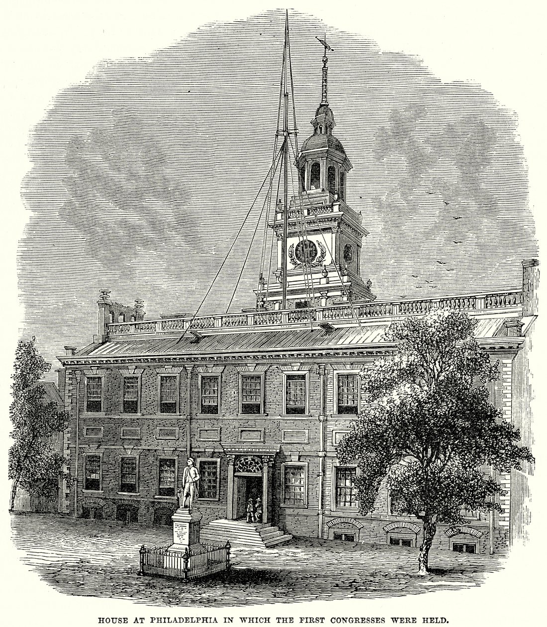 Philadelphiai ház, amelyben az első kongresszusokat tartották (metszet) alkotó: English School