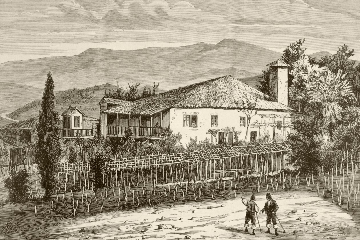 Ház Casdemiróban, Galicia, Spanyolország (litho) alkotó: English School