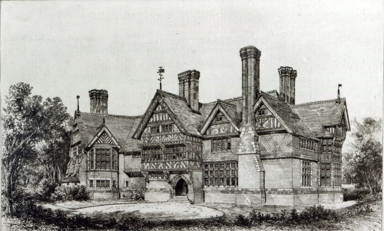 Harrow Wealdben nemrégiben felállított ház a „The Building News”-ból, 1872. szeptember 6. alkotó: English School