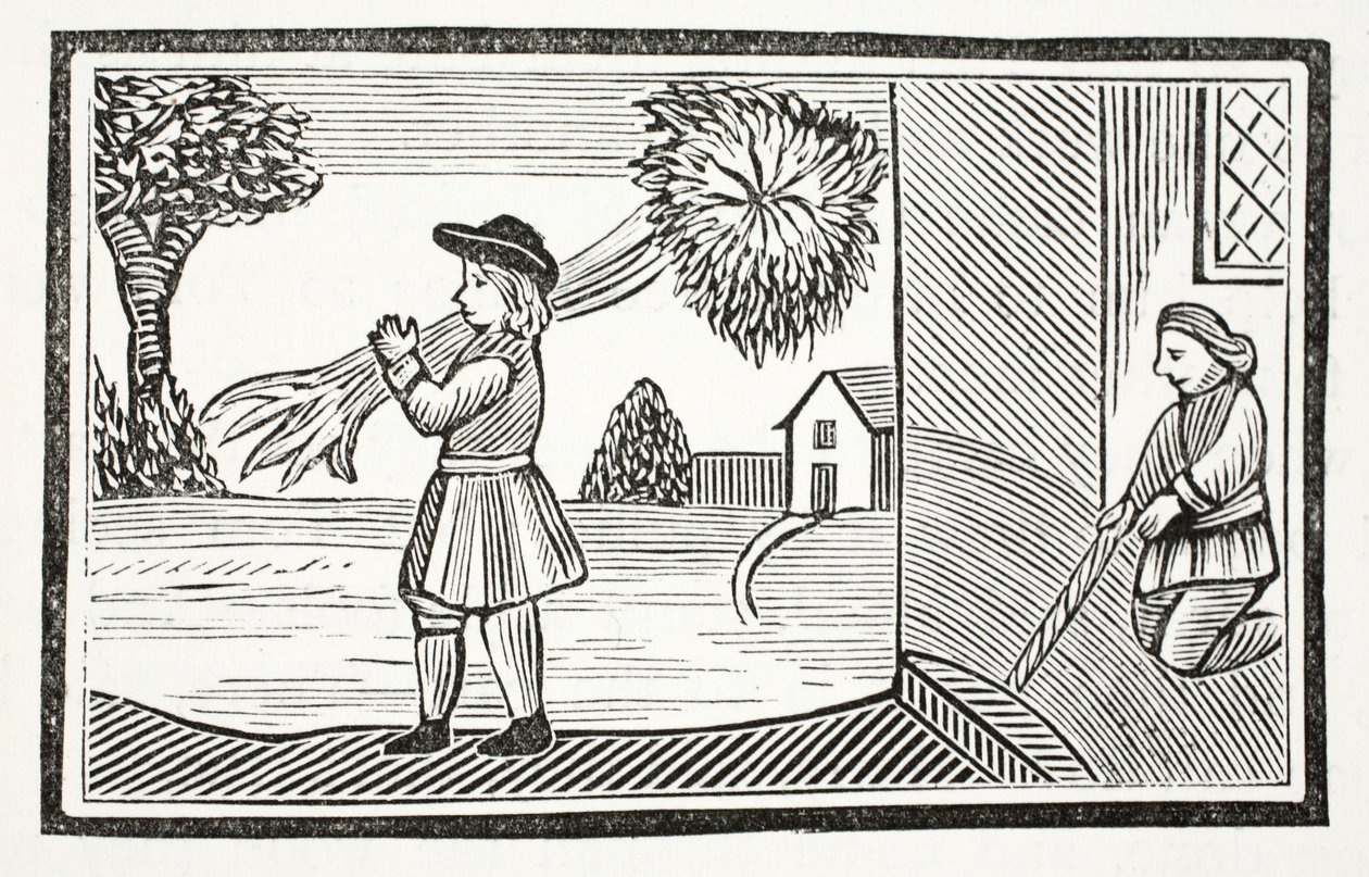 Hogyan vált ismertté Tom Hickathrift nagy ereje, illusztrációja a Chap-books of the Eighteenth Century-ből, John Ashton, pub. 1882 alkotó: English School