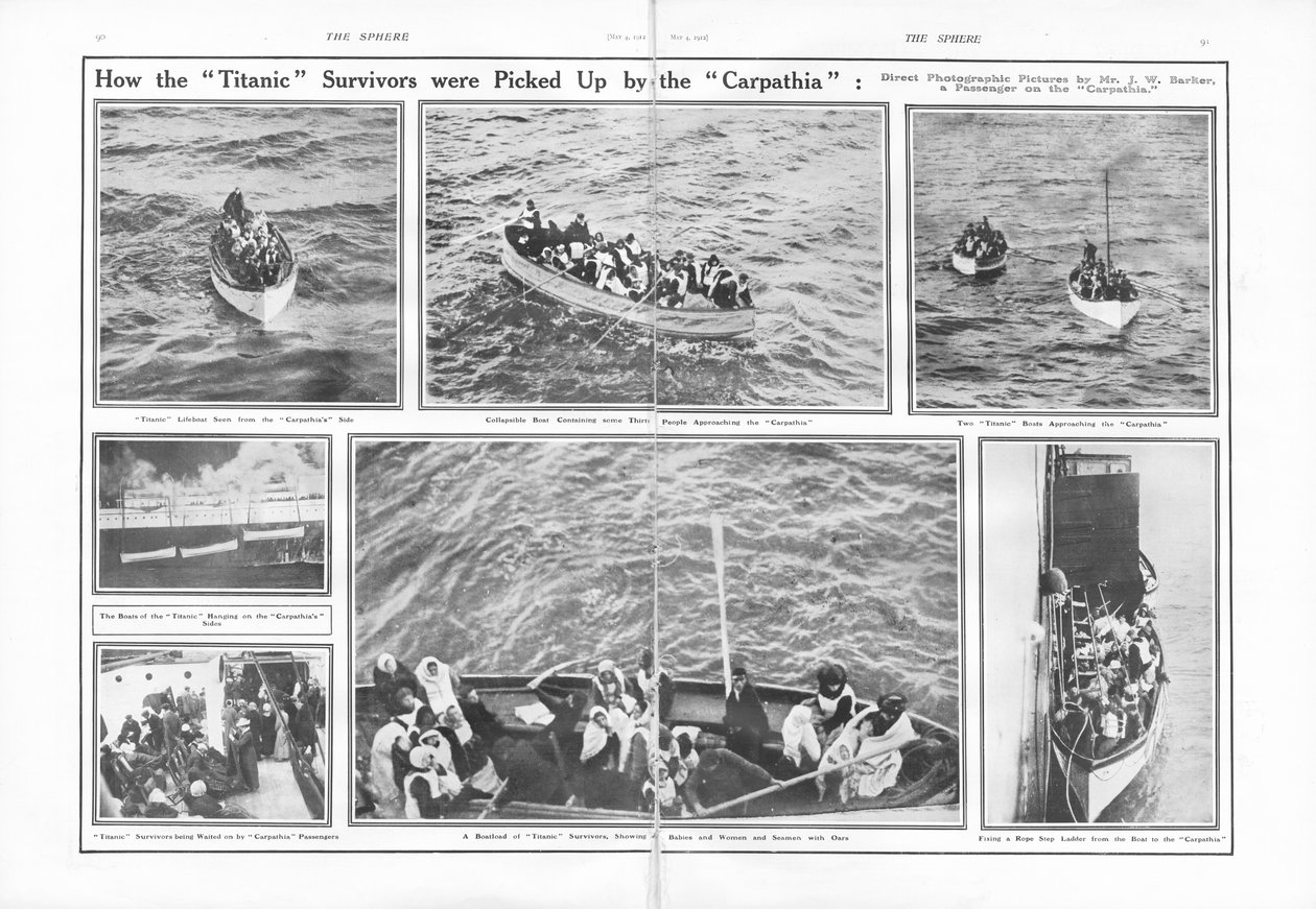 Hogyan szedte fel a Titanic túlélőit a Kárpátia, a Szférából, 1912. május 4. alkotó: English School