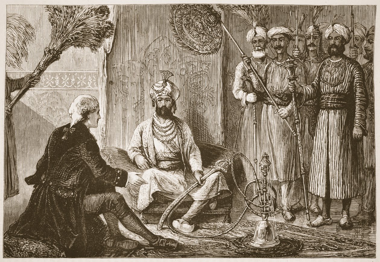 Hyder Ali és a misszionárius, illusztráció a Cassells Illustrated History of India-ból, James Granttől, pub. 1879 alkotó: English School