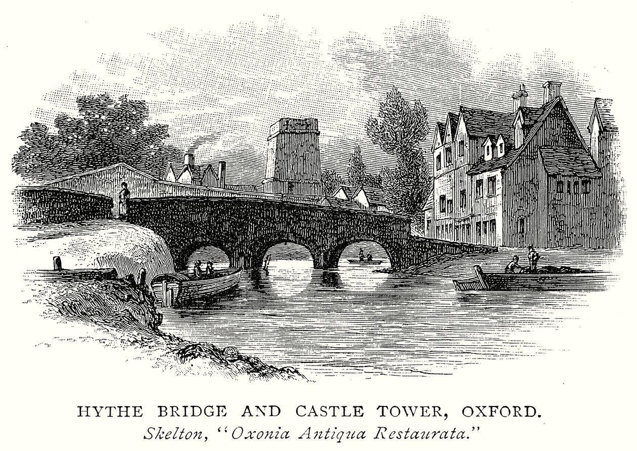 Hythe híd és kastélytorony, Oxford (metszet) alkotó: English School