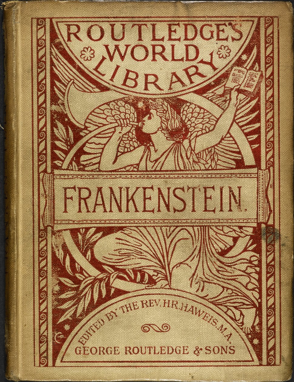 A „Frankenstein” illusztrált első borítója, Mary Shelley alkotó: English School