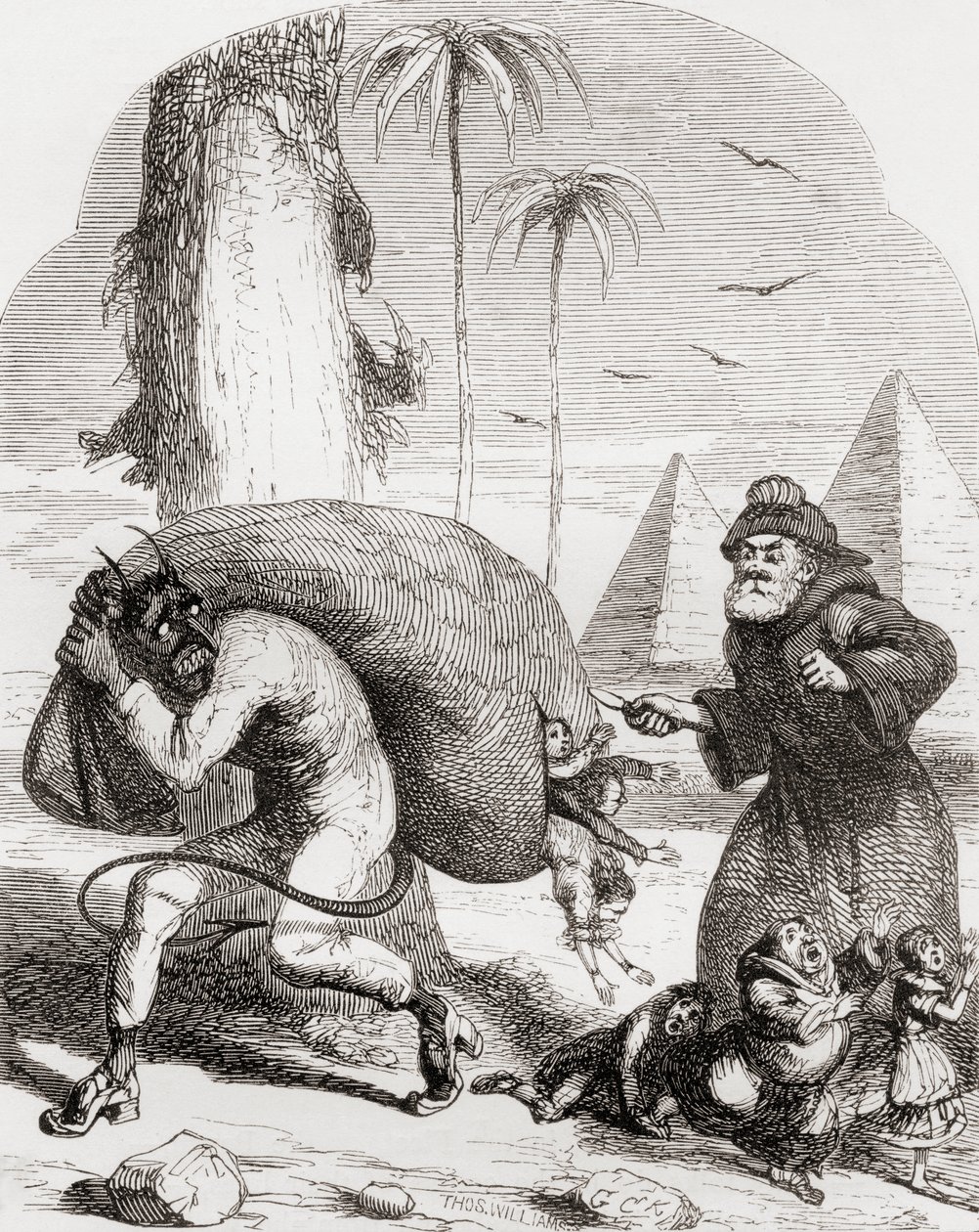 Illusztráció George Cruikshank után a "The Lay of St. Medard" című vershez, Thomas Ingoldsby "The Ingoldsby Legends or Mirth and Marvels" című, 1865-ben megjelent művéből. alkotó: English School