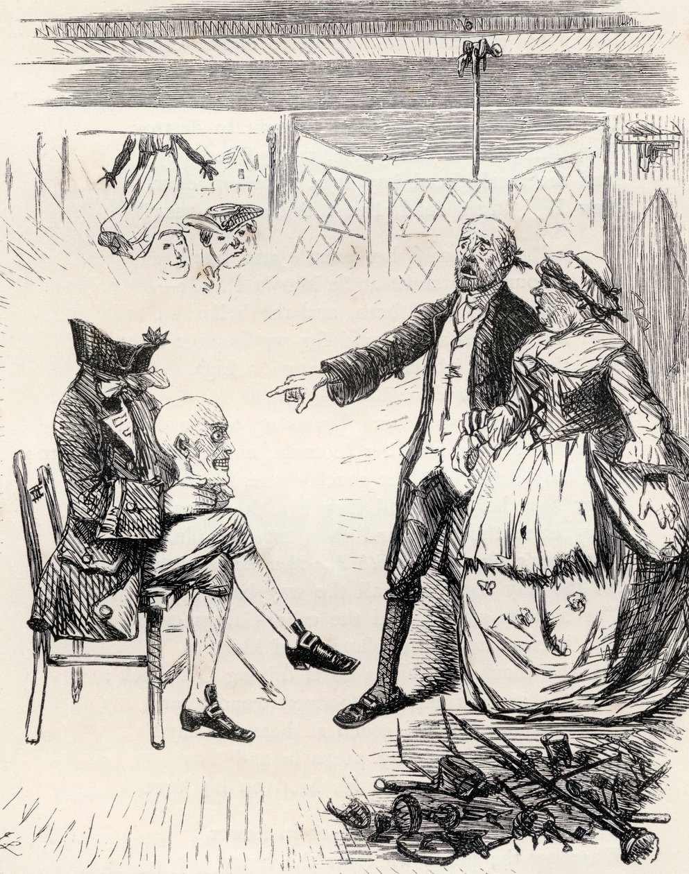 Illusztráció J. Leech nyomán a „The Legend of Hamilton Tighe” című vershez, Thomas Ingoldsby „The Ingoldsby Legends or Mirth and Marvels” című költeményéhez, 1865-ben megjelent alkotó: English School