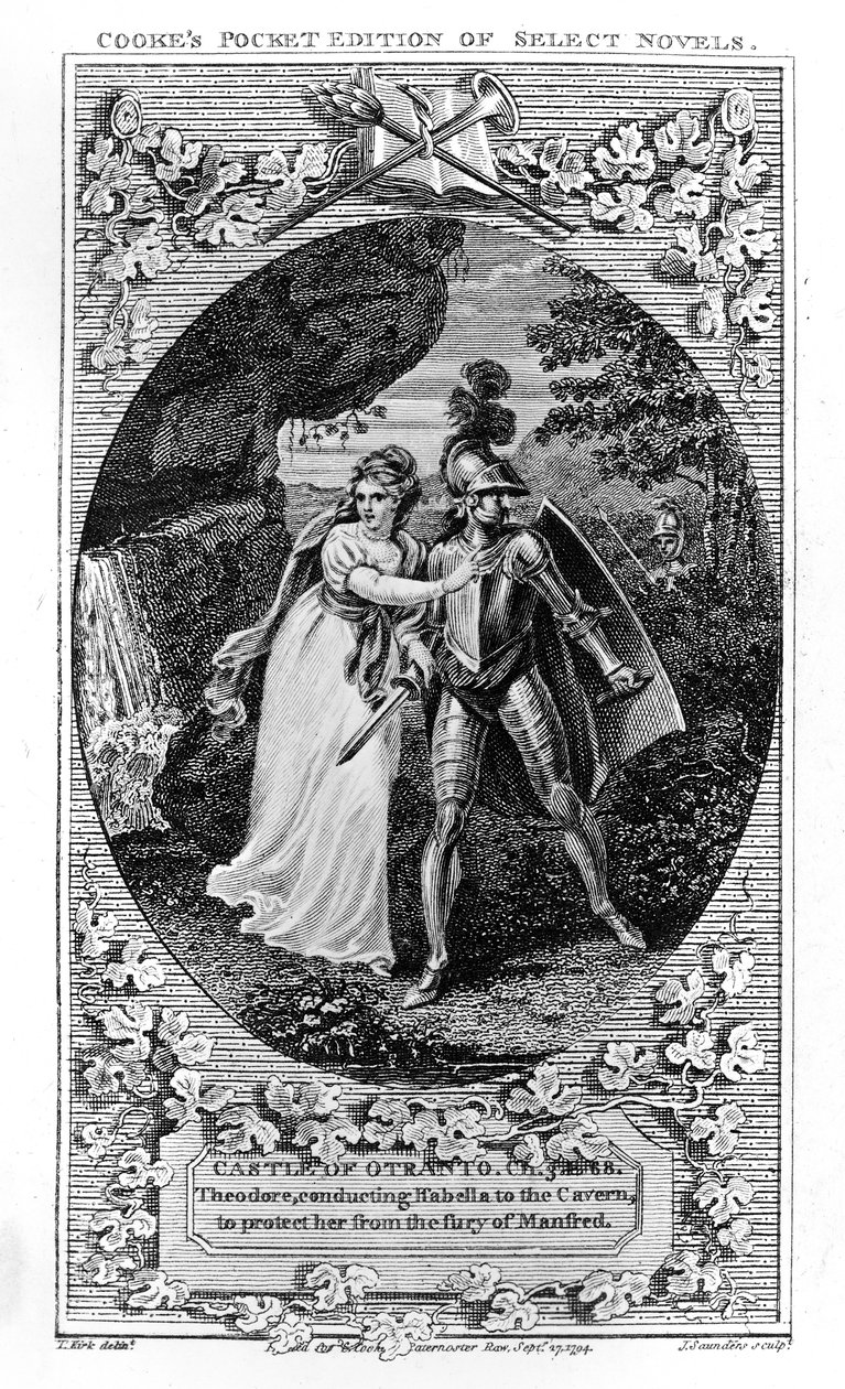 Illusztráció az otrantói várból, Horace Walpole, 1765 alkotó: English School