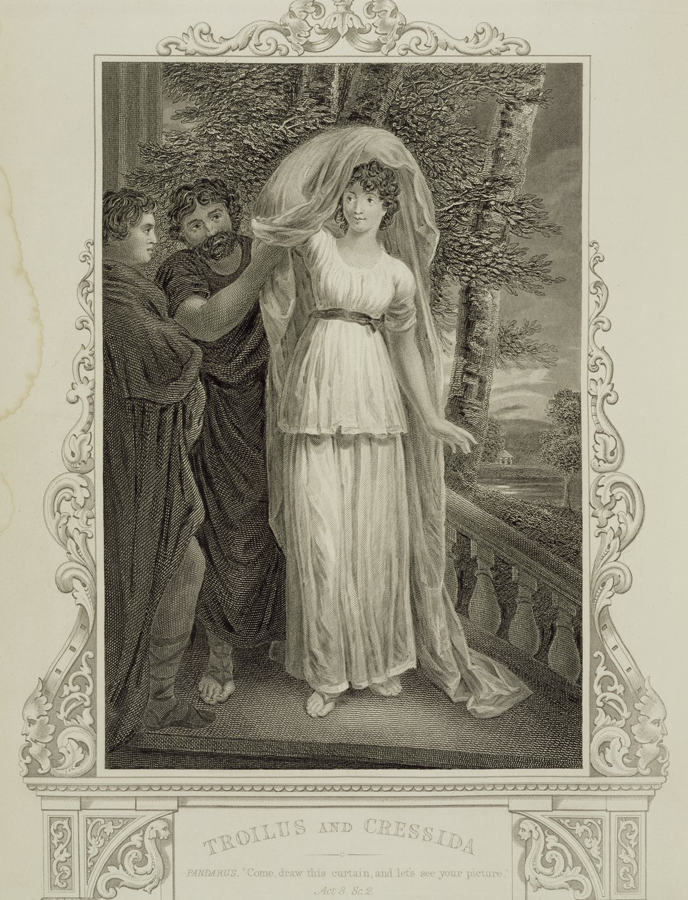 Illusztráció: Troilus és Cressida, III. felvonás, 2. jelenet, William Shakespeare (1564-1616) alkotó: English School