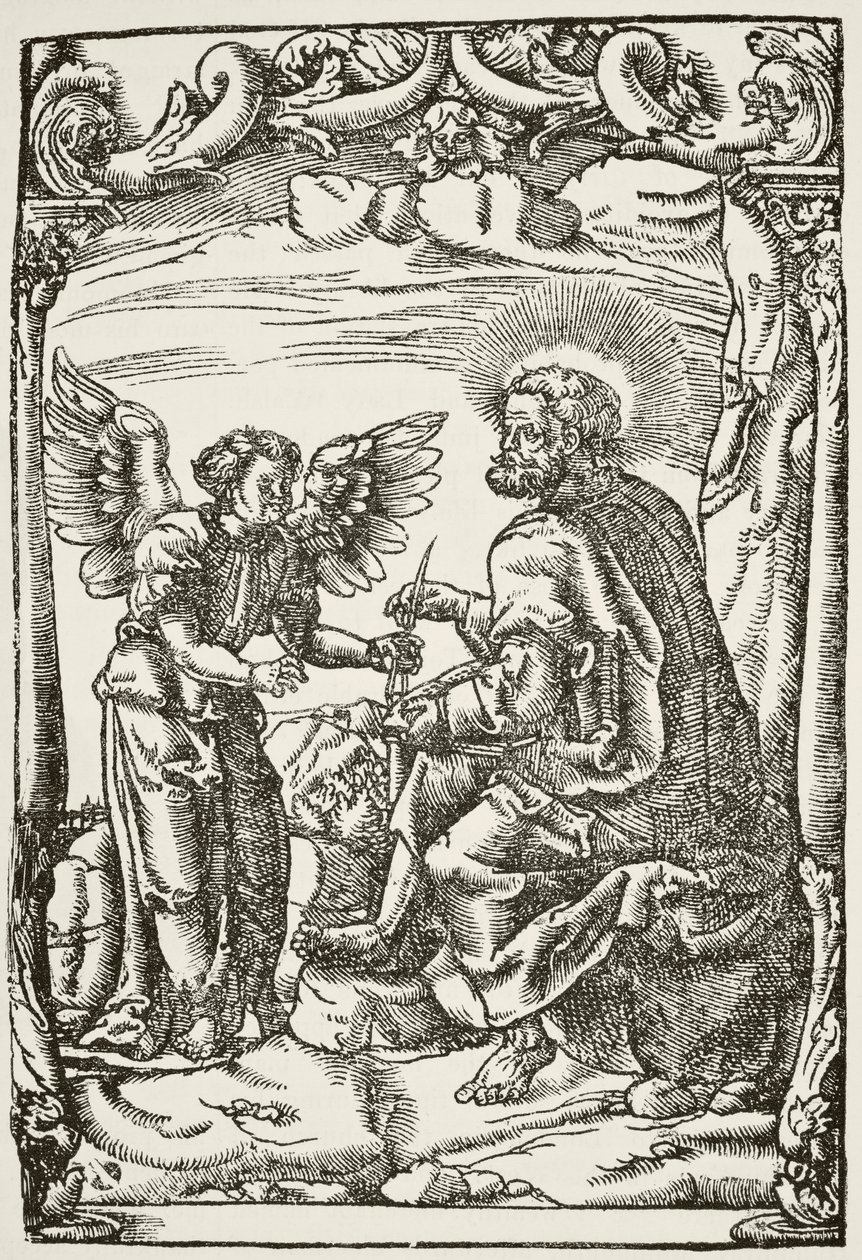 Illusztráció Tyndales elejéről az 1525-ben Kölnben kiadott Újszövetség első angol fordításából, William Hickman Smith Aub Anglia nemzeti és hazai történelméből alkotó: English School