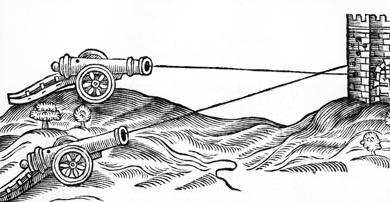 Ágyútűz-illusztráció: Thomas Smith (1600-27), 1628, The Art of Gunnery alkotó: English School