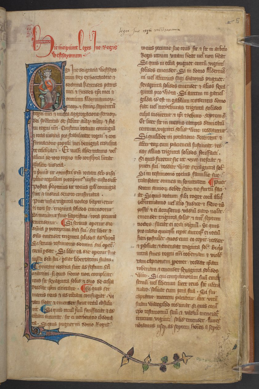 Ine király képe az angliai alapszabályból, pamut kézirat Claudius D II, f.5r alkotó: English School