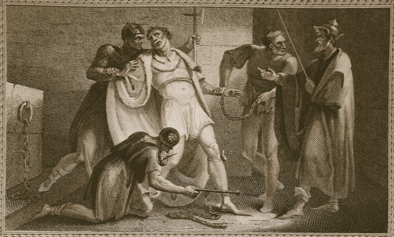 Stephen bebörtönzése, David Humes illusztrációja Anglia története, pub. R. Bowyer, London, 1812 alkotó: English School