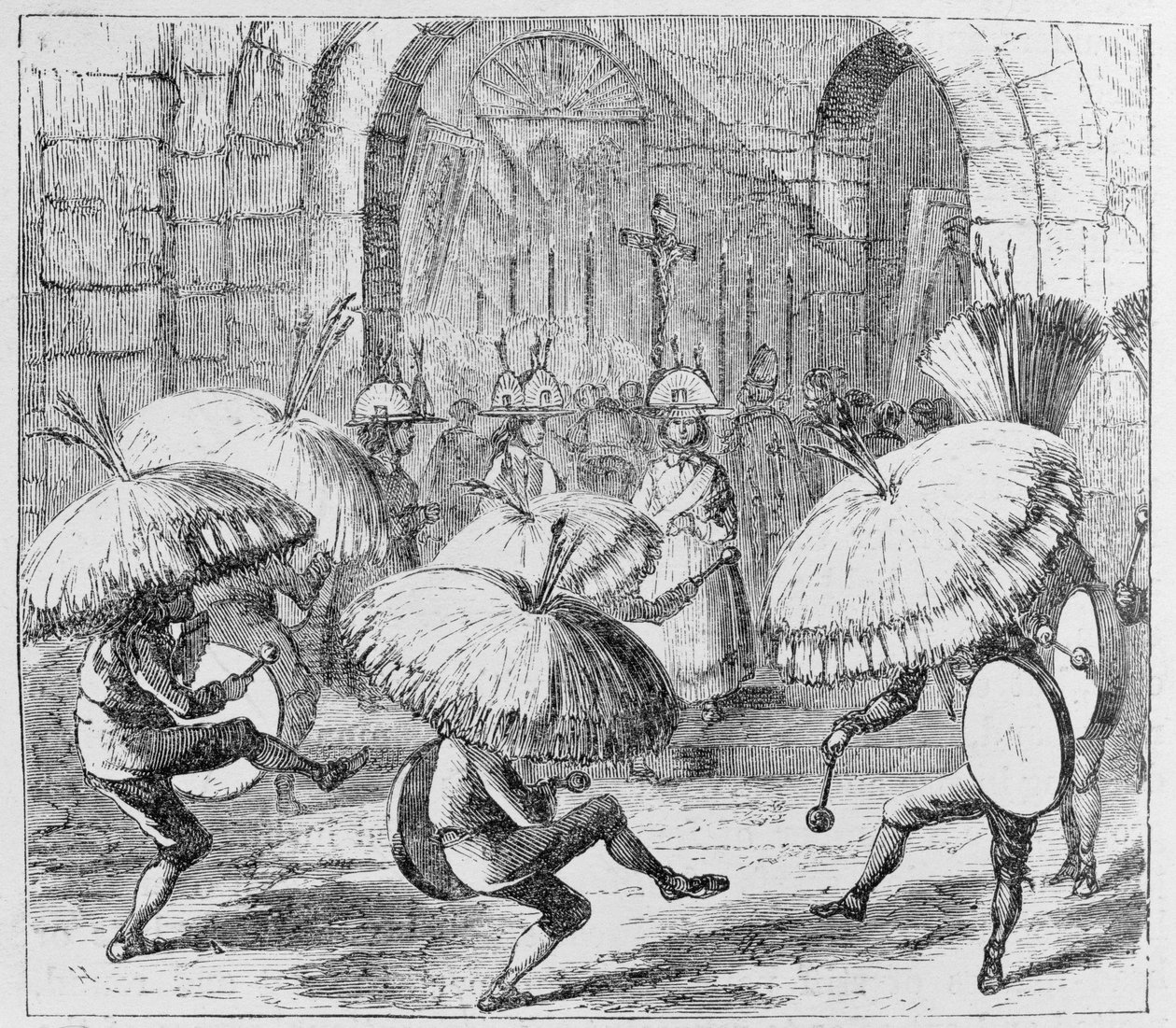 Indiánok, akik a Chuno- vagy a burgonyafesztivált ünneplik, Tiahuanaco, Bolívia, E. George Squier „Incidents of Travel and Exploration in the Land of the Inka” című művéből. 1878-ban alkotó: English School