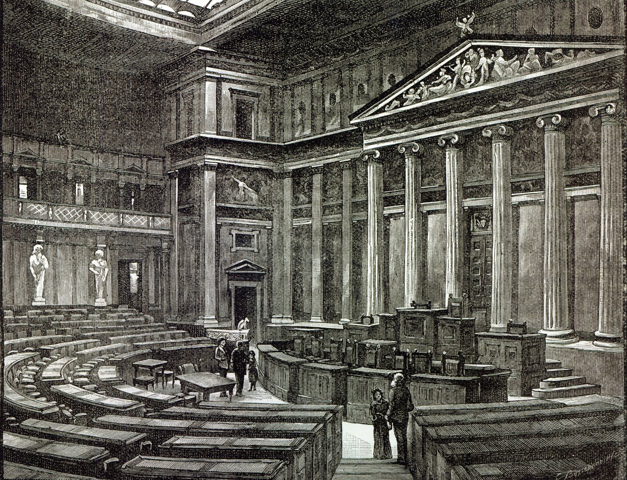 A bécsi parlamenti épületek belseje a „Szabadidő órából”, 1891 alkotó: English School