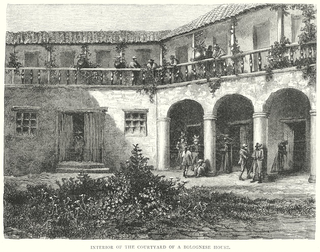 Egy bolognai ház udvarának belseje (metszet) alkotó: English School