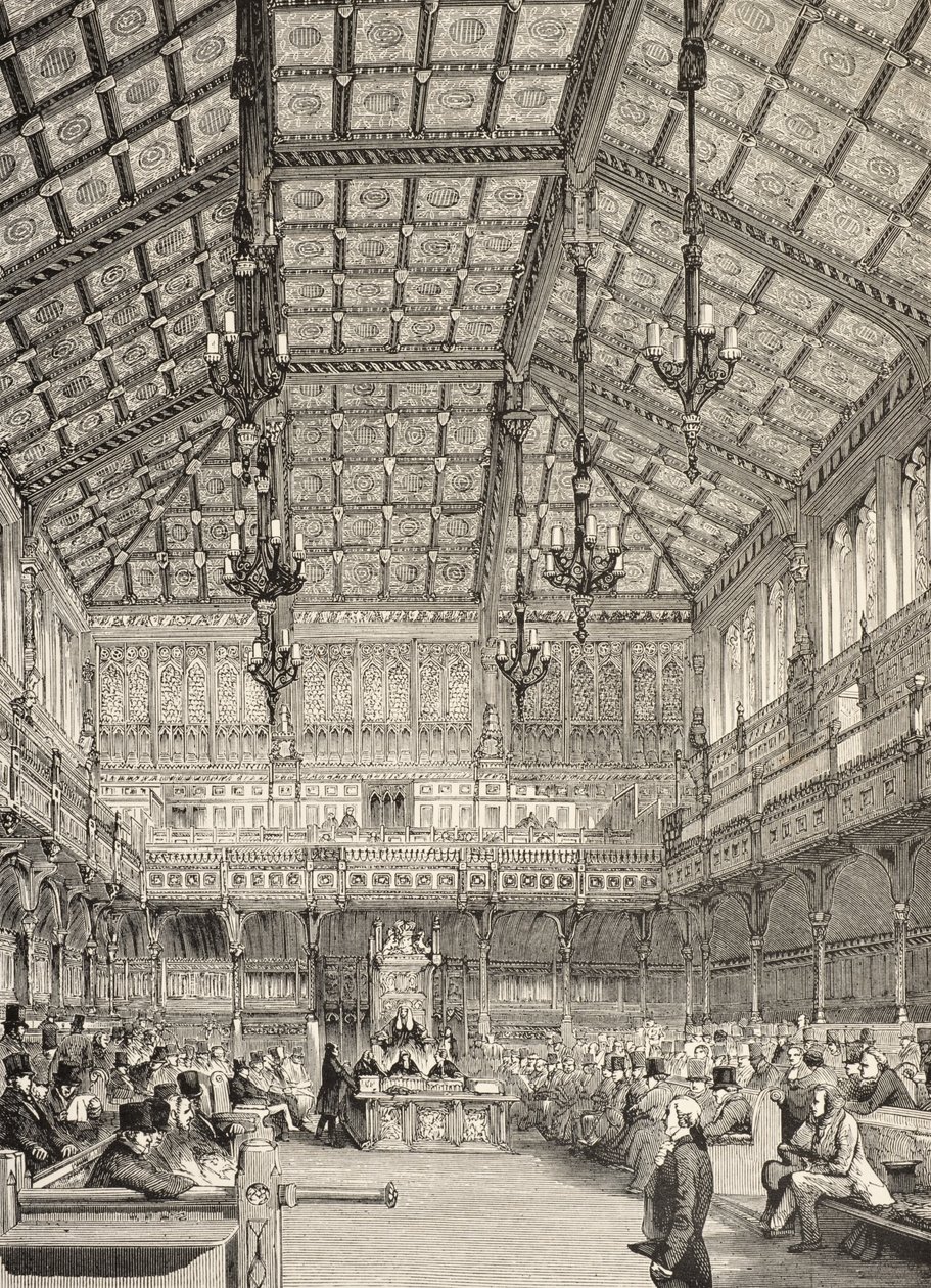 Az alsóház belseje, William Hickman Smith Aubrey (1858-1916) „Anglia nemzeti és hazai története” című könyvéből, London, 1890 körül alkotó: English School
