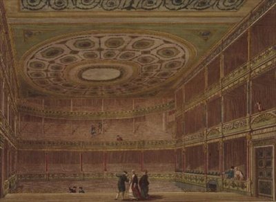 A Theatre Royal, Drury Lane belseje, a színpadról nézve, Robert és James Adam átalakította és díszítette alkotó: English School