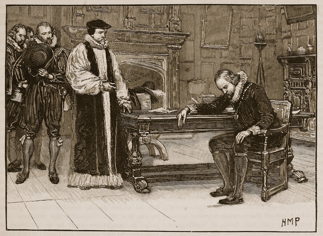 Interjú Bacon és a Lordok küldöttsége között, illusztráció a Cassells Illustrated History of Englandből (szépia fotó) alkotó: English School