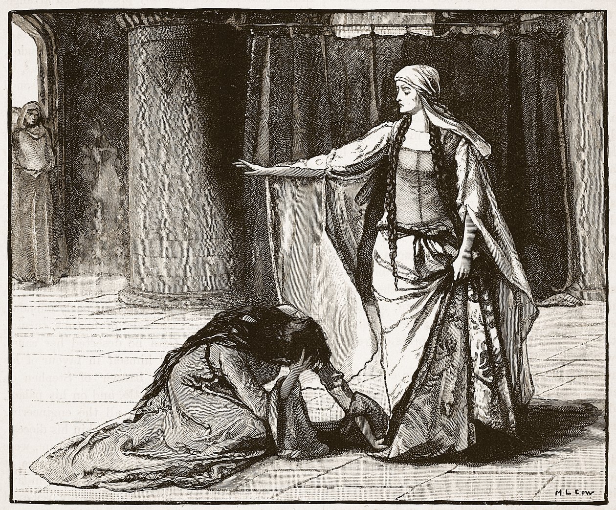 Interjú Matilda császárnő és Maud királynő között, illusztráció a Cassells Illustrated History of Englandből (szépia fotó) alkotó: English School