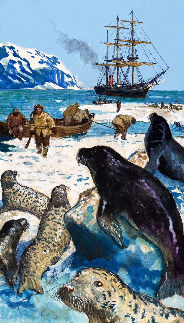 Jack London, az "Egy férfi az emberek között" című műből (gouache, papír) alkotó: English School