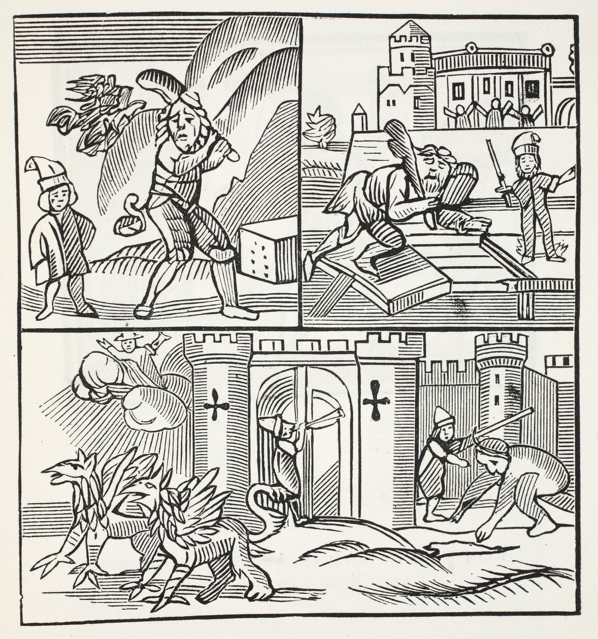 Jack és az óriások, illusztráció a Chap-books of the Eighteenth Century-ből, John Ashton, pub. 1882 alkotó: English School