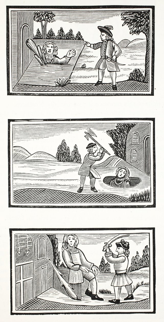 Jack és az óriások, illusztráció a Chap-books of the Eighteenth Century-ből, John Ashton, pub. 1882 alkotó: English School