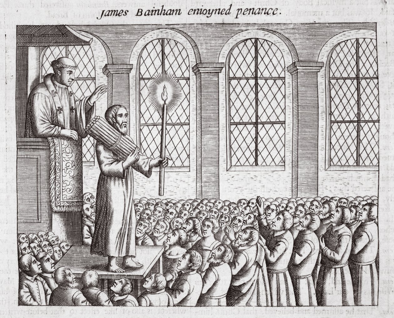 James Bainham bűnbánatot élvezett, illusztrációja John Foxe Cselekedetei és emlékművéből, kilencedik kiadás, kocsma. 1684 alkotó: English School