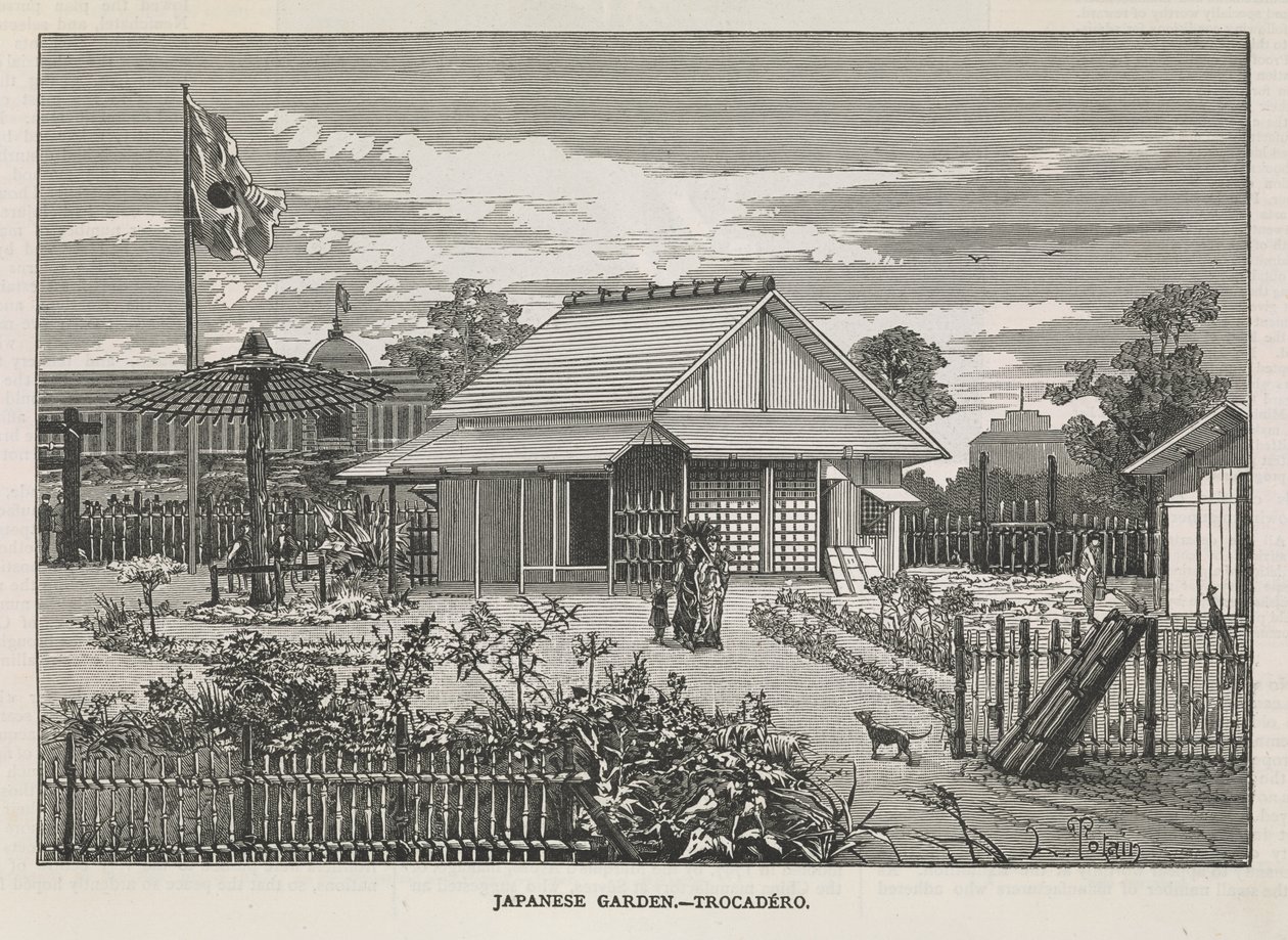 „Japán kert, Trocadero”, „The Illustrated Paris Universal Exhibition” 33. oldala alkotó: English School