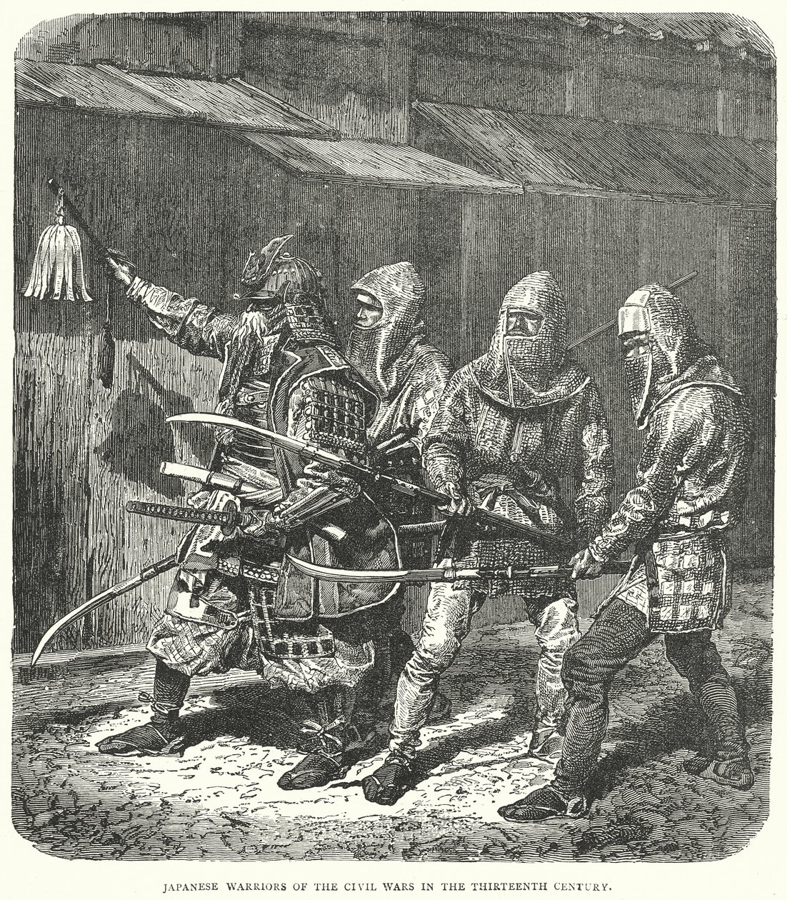 A XIII. századi polgárháborúk japán harcosai (metszet) alkotó: English School