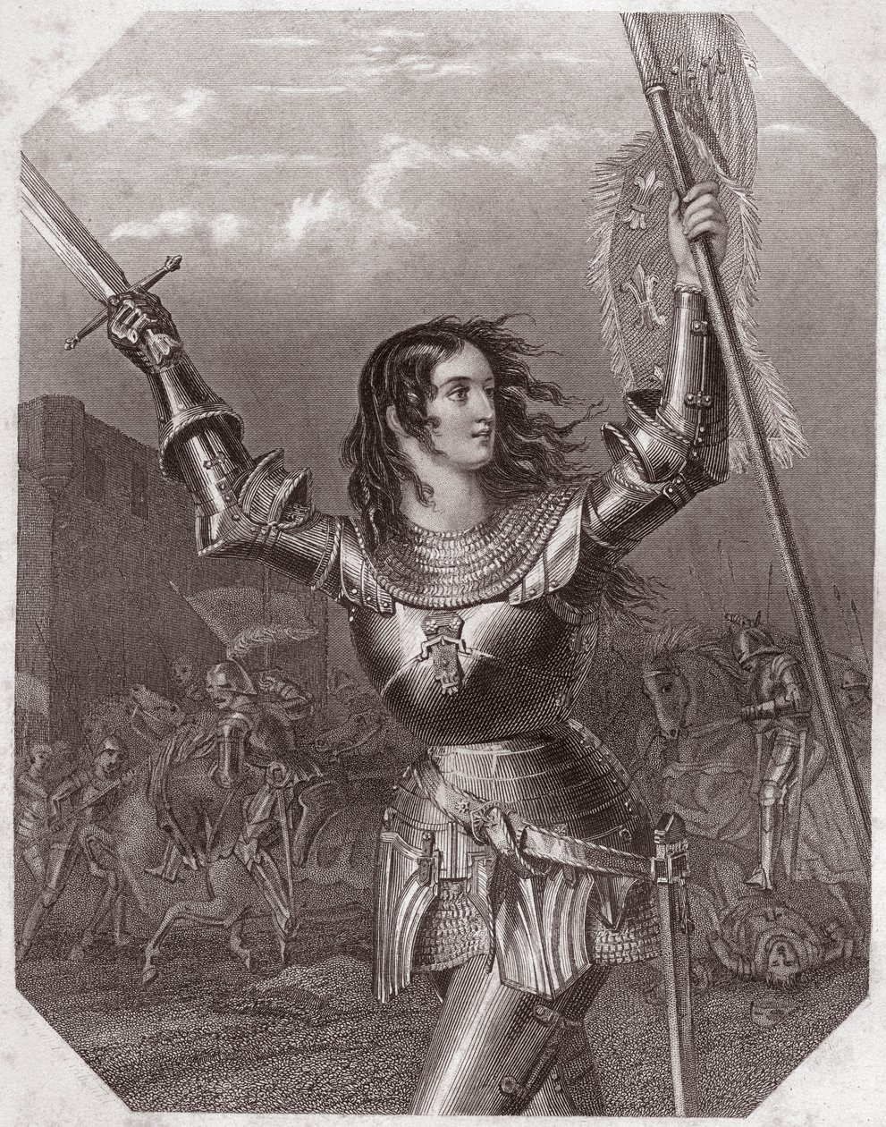 Joan of Arc (Henry VI tragédiája öt felvonásban) - in - "" Galerie des femmes de Shakespeare, London első művészeinek negyvenöt komoly portréjának gyűjteménye, kritikai és irodalmi megjegyzésekkel gazdagítva""" 1838 körül - from " ” Galéria a nők o alkotó: English School