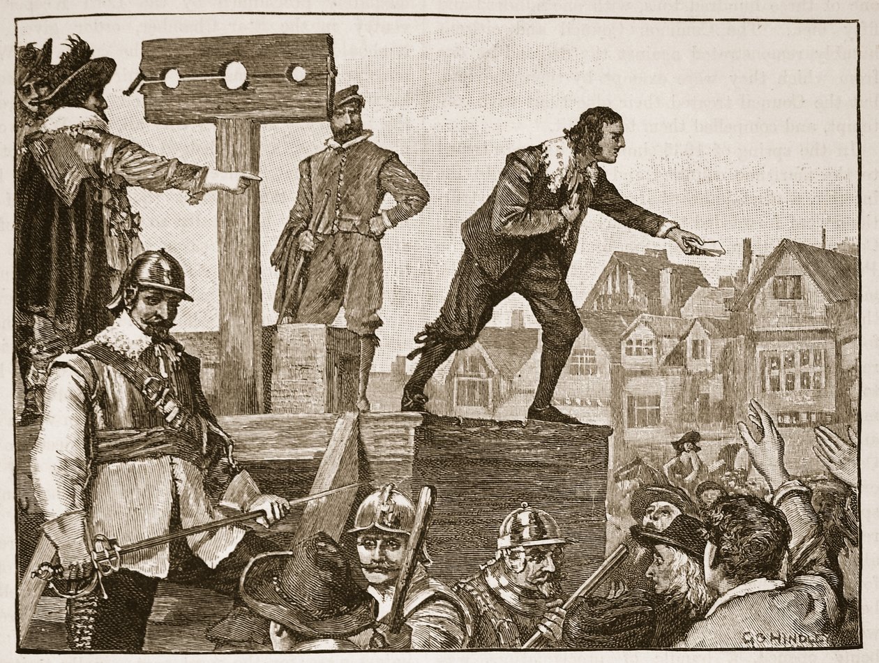 John Lilburne a pellengéren, illusztráció a Cassells Illustrated History of Englandből (szépia fotó) alkotó: English School