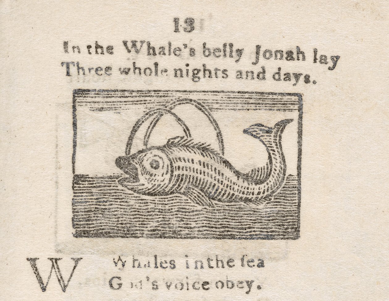 „Jonah in the Whale’s Belly”, illusztráció a W betűhöz, a „Gyermek ábécéjéből...”, 1820 körül (metszet) alkotó: English School