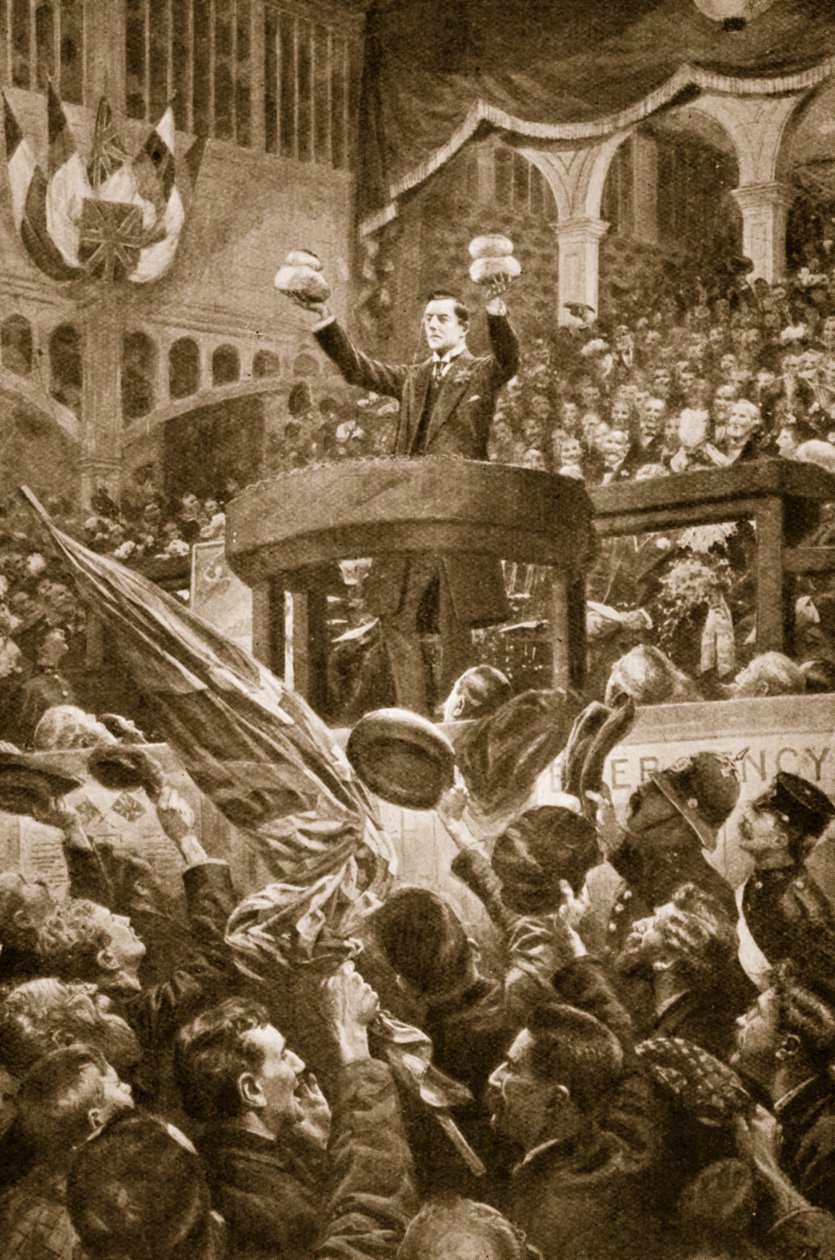 Joseph Chamberlain a birminghami Bingley Hallban 1903. november 4-én alkotó: English School