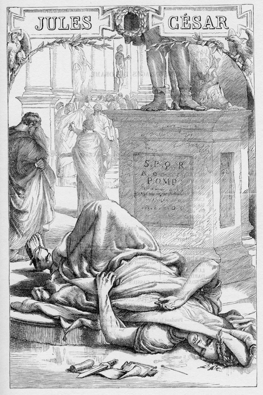 Jules Cesar – Julius Caesar tragédiája – Illusztráció a „” Completes de William Shakespeare”-ben”” 1866 – A kiadás illusztrációi és általános formája Cassell illusztrált Shakespeare-jéből származik, amely Londonban jelent meg. alkotó: English School