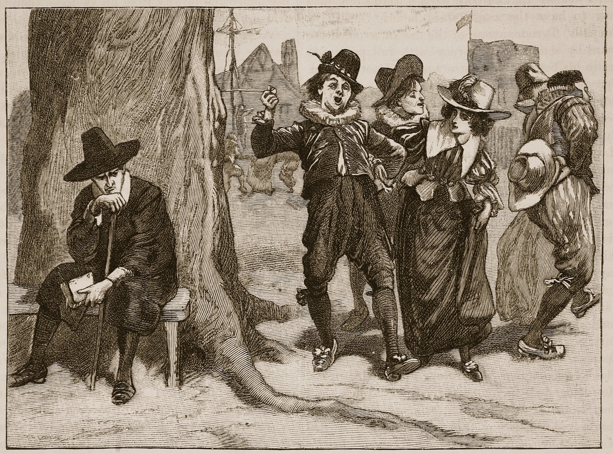 A vasárnap megtartása, King James Book of Sports szerint, illusztráció a Cassells Illustrated History of Englandből (szépia fotó) alkotó: English School