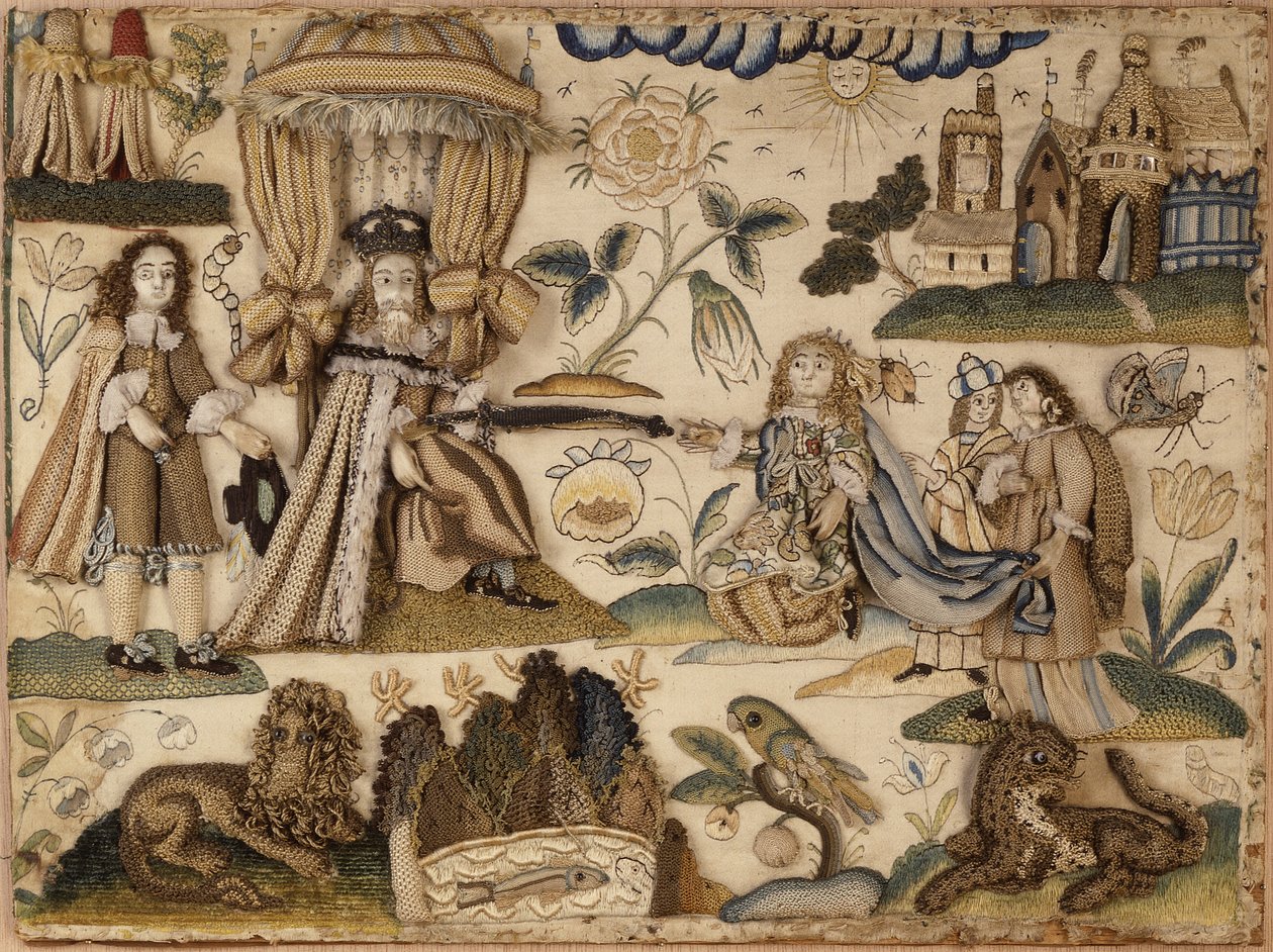Ahasvérus király és Eszter királyné, 1660 körül (selyem, fémfonalak és izinglasz) alkotó: English School