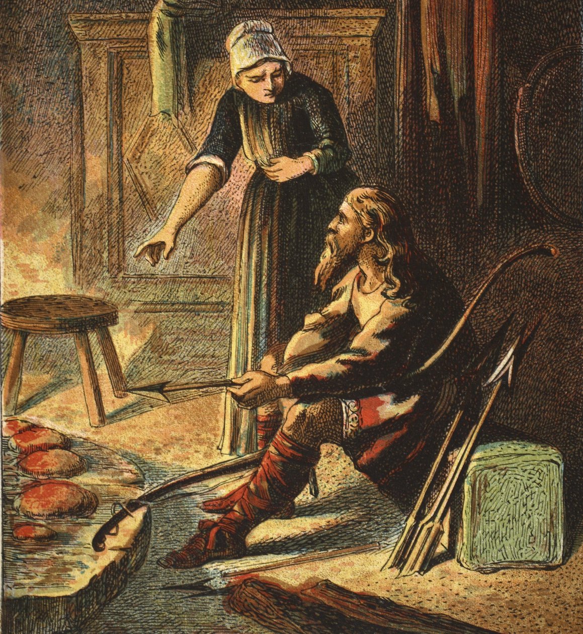 Alfréd király és a sütemények, kocsma. 1890 alkotó: English School