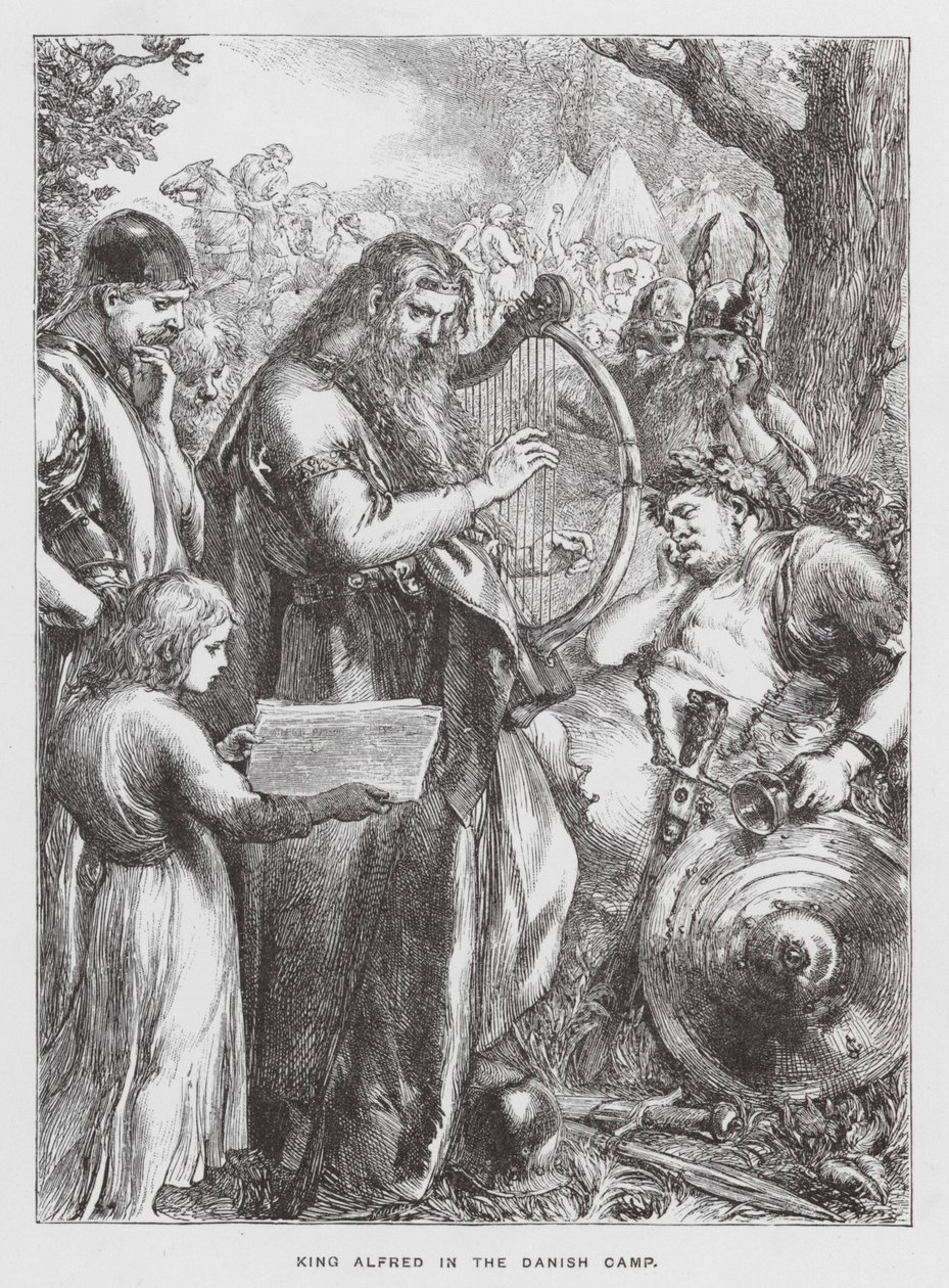 Alfréd király a dán táborban (metszet) alkotó: English School