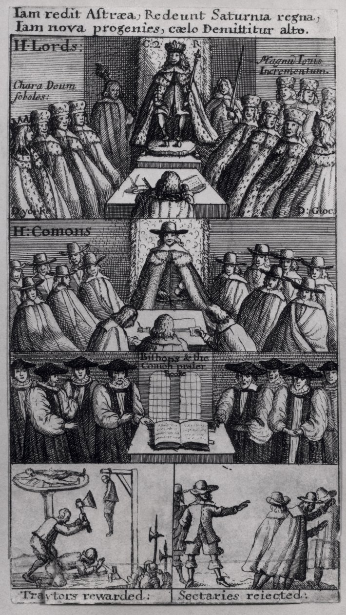 Károly király (1630-85) a Parlamenttel, 1660 alkotó: English School