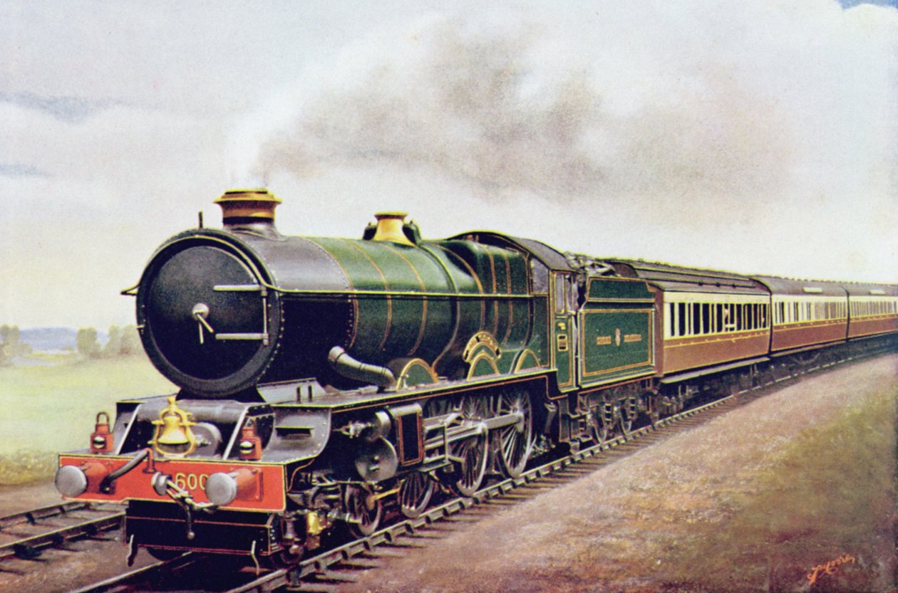 V. György király, a G.W.R Cornish Railway Express, illusztráció a The Wonder Book of Railwaysből, tizennegyedik kiadás, szerkesztette Harry Golding, 1929 alkotó: English School