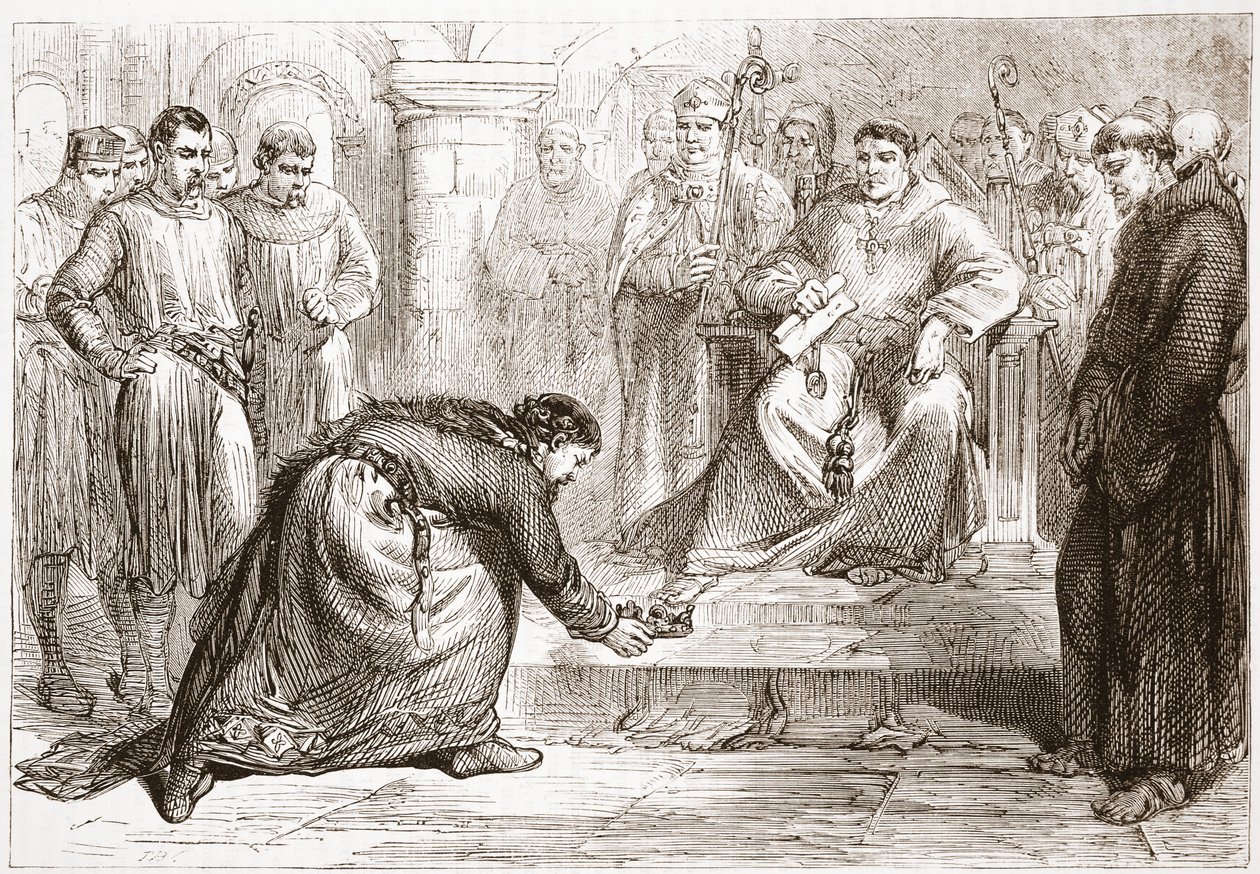 János király és a pápák legátusa, illusztráció: James Aitken Wylie (1808-1890) A protestantizmus története című könyvéből, pub. 1878 alkotó: English School