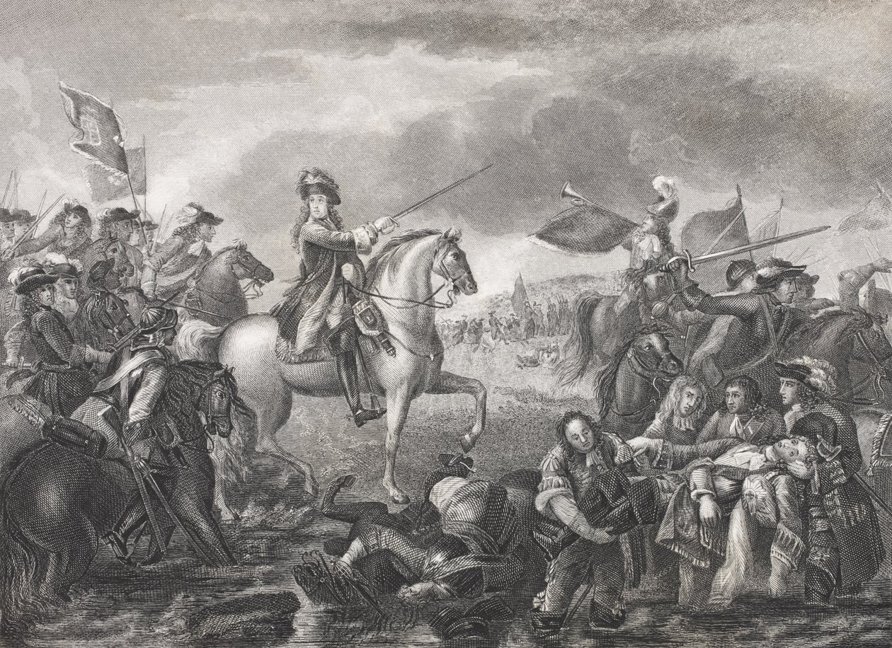 III. Vilmos király a boyne-i csatában, 1690, a „Történelmi arcképek galériájából”, 1880 körül megjelent alkotó: English School