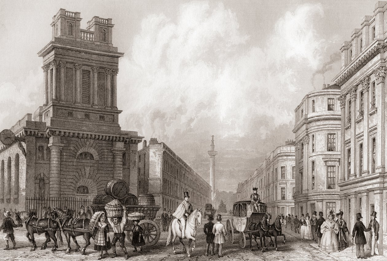 King William Street és St Mary Woolnoth, London, Anglia alkotó: English School