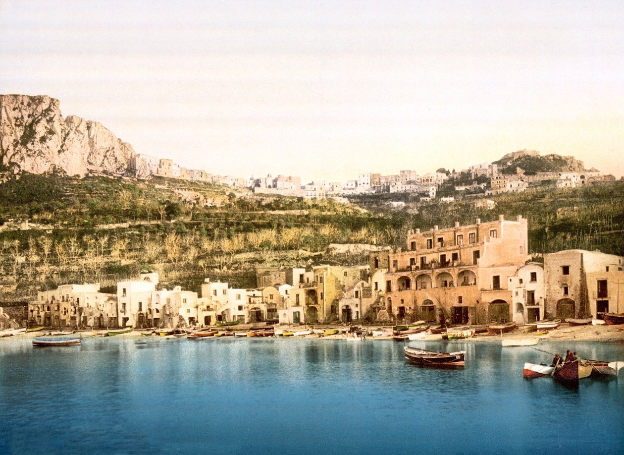 Marina Grande és Capri (kézzel színezett fotó) alkotó: English School