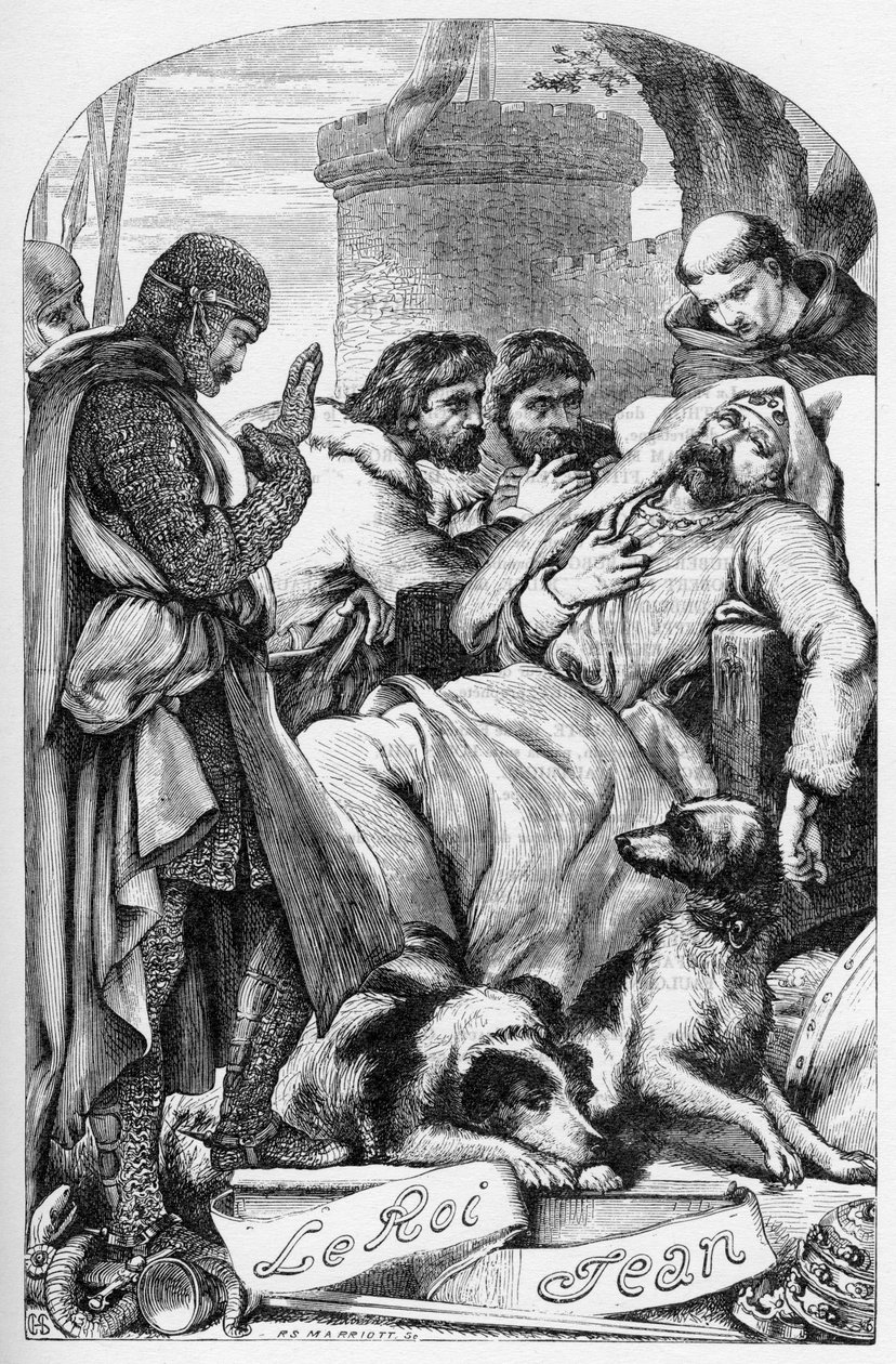 La Vie et la Mort du roi Jean (János király élete és halála) - (John Lackland) Illusztráció a „William Shakespeare munkái befejeződnek” című könyvében, 1866 – E kiadás illusztrációi és általános formája Cassell illusztrált Shakespeare-jétől kölcsönzött, ko alkotó: English School